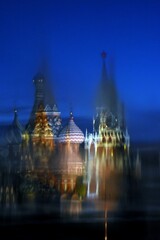Moscow Kremlin and Saint Basils cathedral at night