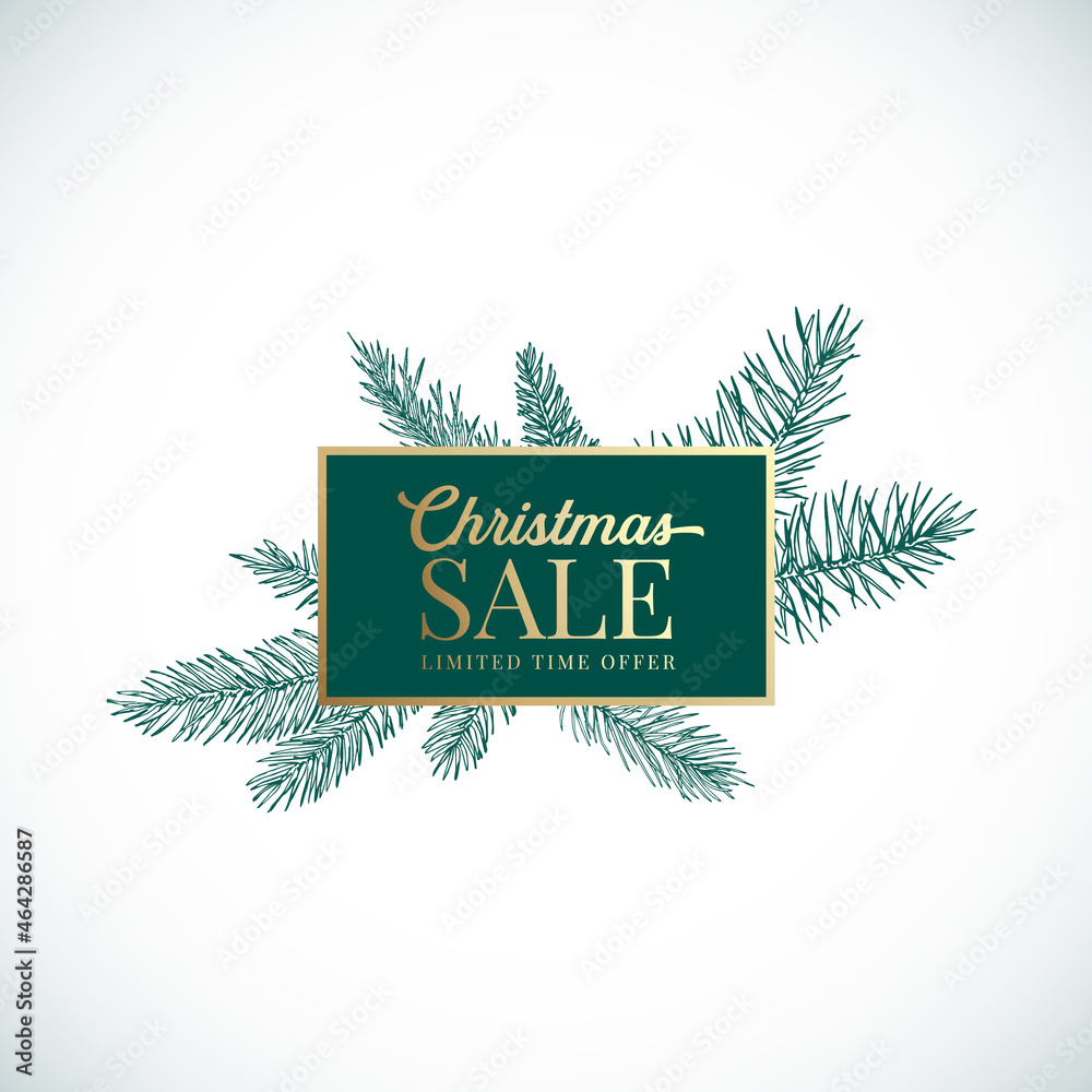 Canvas Prints christmas and new year abstract botanical card with rectangle frame banner and modern typography. pr