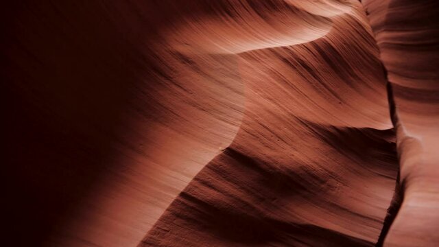 Movement Along Beautiful Red Walls Smooth And Wave In Slot Canyon