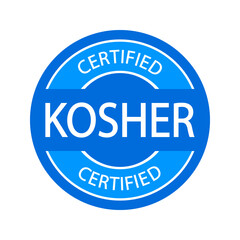 Kosher food products label, badge or logo. Vector Kosher sign certificate tag. Round icon. Sticker design. Halal