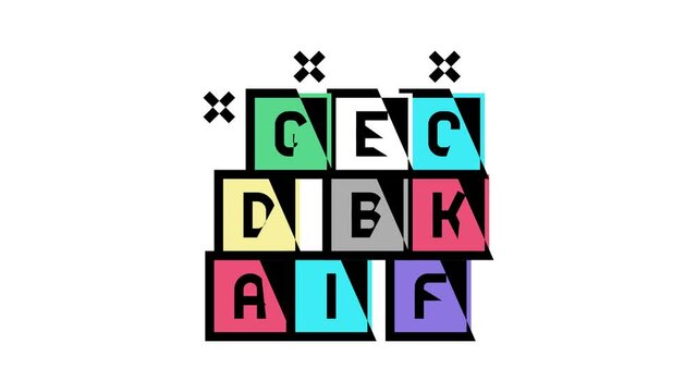 alphabet cubes kindergarten animated color icon. alphabet cubes kindergarten sign. isolated on white background
