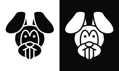 rabbit head concept logo. black and white. simple, flat, cartoon, modern and animal logotype. suitable for logo, icon, mascot, symbol and sign