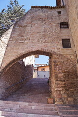 Fototapeta na wymiar Stairway of the Rivers in the medieval old town of Assisi, Italy
