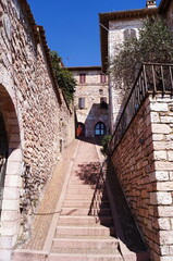 Stairway in the medieval old town of Assisi, Italy