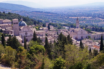 Obraz premium View of Assisi from the hill of Rocca Major, Italy
