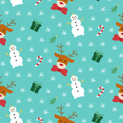 White snowflakes seamless pattern on blue background