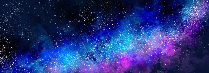 Fototapeten Weltraumhintergrund mit realistischem Nebel und vielen leuchtenden Sternen. Unendliches Universum und sternenklare Nacht. Bunter Kosmos mit Sternenstaub und der Milchstraße. © beoyou