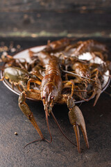 crayfish raw fresh seafood meal snack copy space food background rustic vegetarian food no meat
pescetarian diet