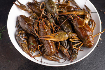 crayfish raw fresh seafood meal snack copy space food background rustic vegetarian food no meat
pescetarian diet