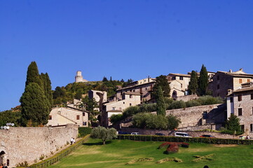 Fototapeta na wymiar View of Assisi from the Basilica of San Francesco, Italy