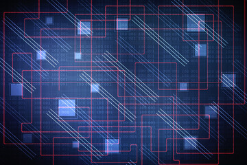 2d illustration Abstract futuristic electronic circuit technology background