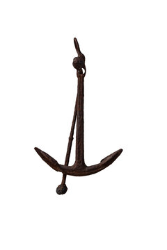 A rusty anchor isolated on white background