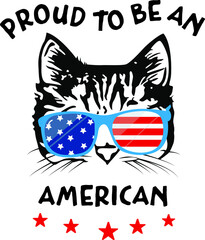 Cat wear sunglass with American flag nice t-shirt design vector graphic that is ready to print