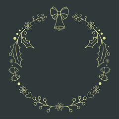 Christmas New Year Wreath Greeting Card Frame