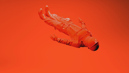 Red astronaut on red background, monochrome, 3d illustration, 3d rendering  © LaCozza