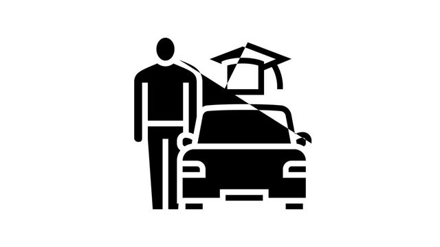 driving lessons for adults animated line icon. driving lessons for adults sign. isolated on white background