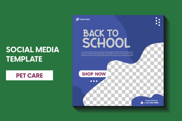 modern back to school template with space for photo. social media post template. time to school post template