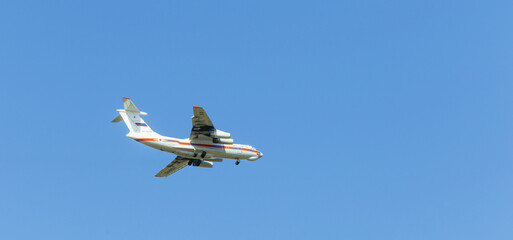 ZHUKOVSKY, RUSSIA - MAY 18, 2021: IL-76 Soviet medium military transport aircraft, IL-76TD, long-range transport, NATO - Candid