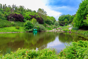 View of pond in Sofiyivka park in Uman, Ukraine