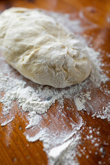 Kneaded bread dough on the table