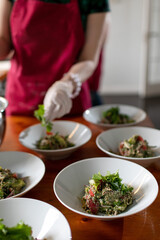 home kitchen. Georgian salad ready to serve.