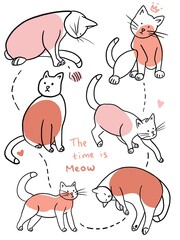 illustration cat abstract lines. line set cat silhouette. icon and logo kitten