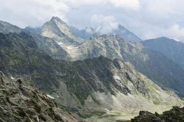Naklejka premium view on tatra mountains slovakia from Kôprovský štít koprowy wierch high clouds landscape