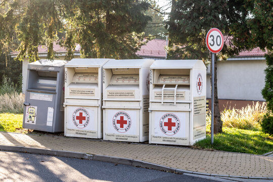 Swierklany, Poland -08.10.2021 - a container for clothes pck in Swierklany