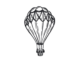 Hot air balloons flying, Hand drawn illustration.	
