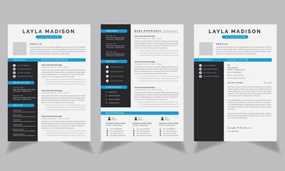 Resume Layout and Cover Letter template Black Sidebar 