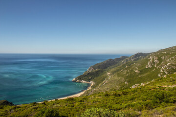 View from the mountains to the ocean at Serra da Arr&aacute;bida
