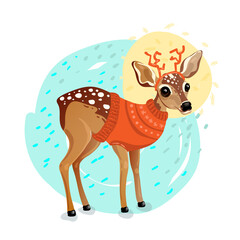 little deer animal, cute character, vector eps10