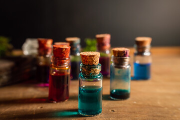 Close-up image of a small glass bottle