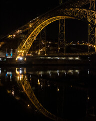 Iron Bridge named "Ponte de D.Luis" by night at Porto