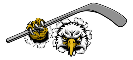 Eagle Ice Hockey Player Animal Sports Mascot