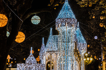 Christmas Castle with lights in Viseu City