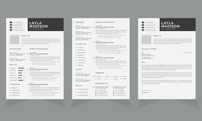 Resume Layout with Contact and Black Header Element
