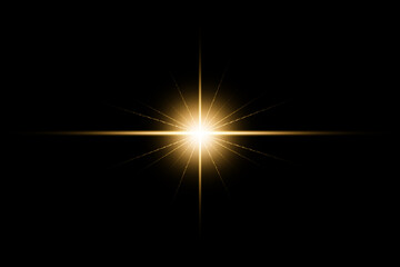 Obraz premium digital golden lens flare light in dark background