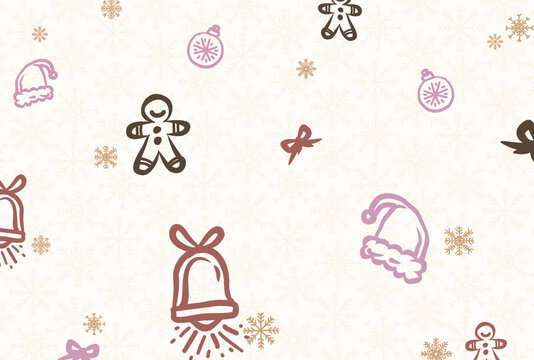 Hand Drawn Christmas icon Background Pattern template card