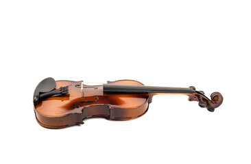Obraz premium Violin with shadow on a white background with place for text.