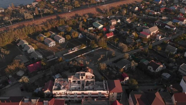 Sea coast near the village of Zatoka in the Odessa region. Drone view 