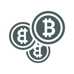 Bitcoin, bitcoins icon. Gray vector graphics.