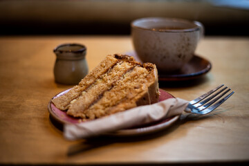 Toffee apple cake with coffee