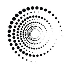 Black Halftone Dots Spiral On White Background