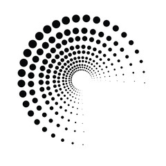 Black Halftone Dots Spiral On White Background