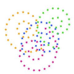  Curly Pattern Made Of Multicolored Stars On White Background
