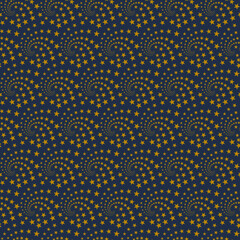 Stars Seamless Pattern With Swirls From Stars In Black And White Color