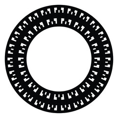  Black And White Ornamental  Round Frame In Greek Style
