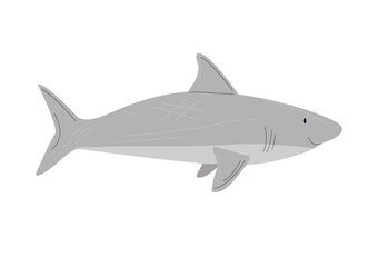 Vector shark in flat style isolated on white background. Can be used as an element for games