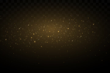 Light effect. Background of sparkling particles. Glittering elements on a transparent background.